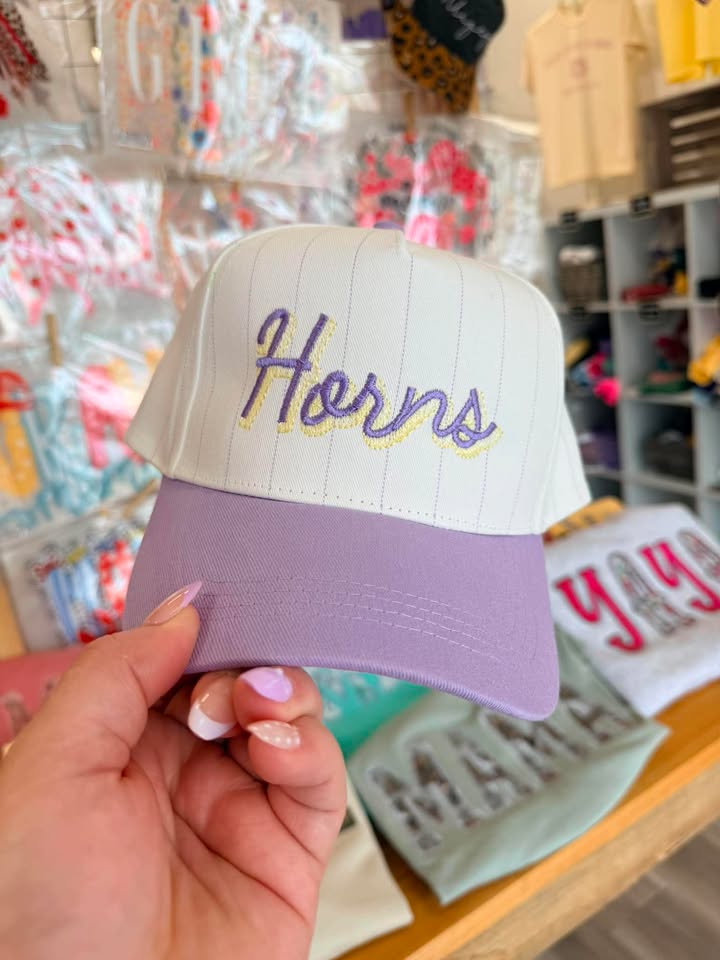 CURSIVE SHADOW FONT CUSTOM PIN STRIPE BASEBALL CAP
