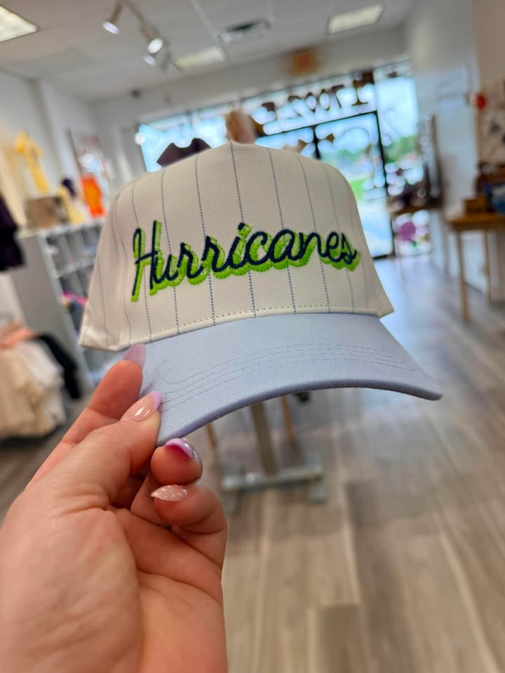 CURSIVE SHADOW FONT CUSTOM PIN STRIPE BASEBALL CAP