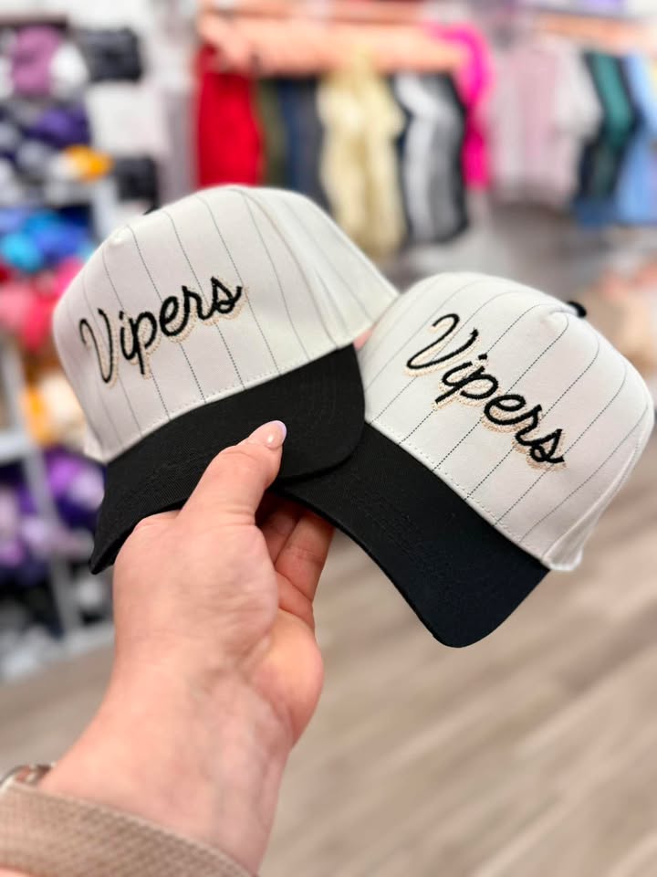 CURSIVE SHADOW FONT CUSTOM PIN STRIPE BASEBALL CAP
