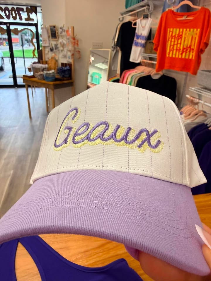 CURSIVE SHADOW FONT CUSTOM PIN STRIPE BASEBALL CAP