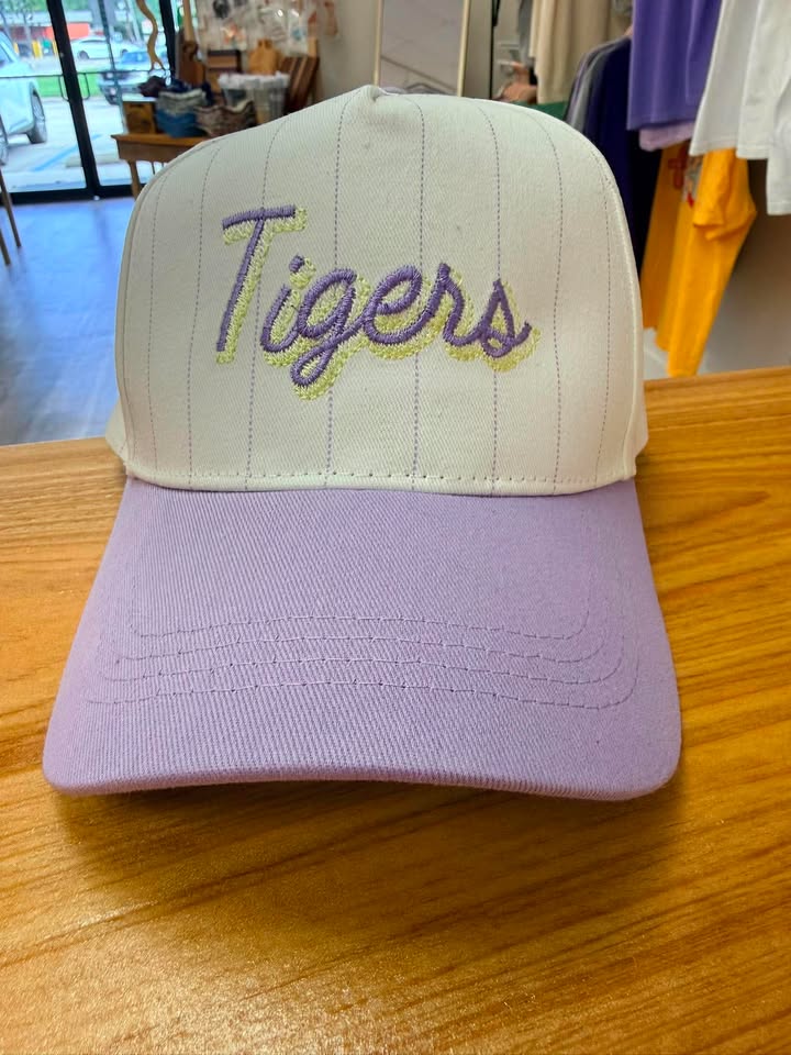 CURSIVE SHADOW FONT CUSTOM PIN STRIPE BASEBALL CAP