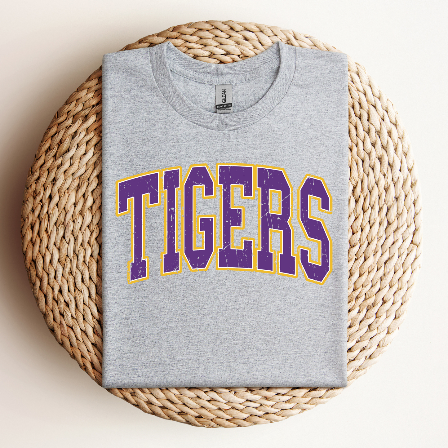 DISTRESSED TIGERS TEE & SWEATSHIRT