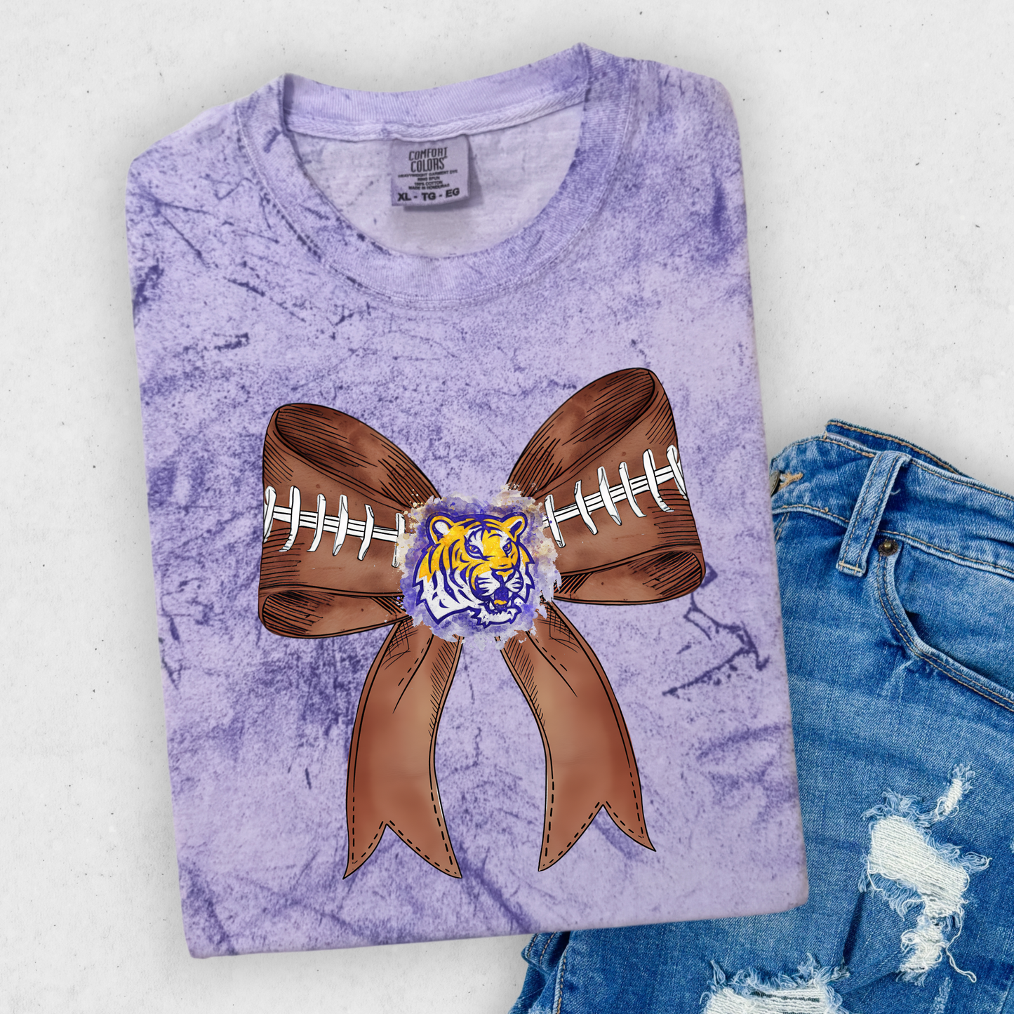 TIGERS FOOTBALL BOW TEE