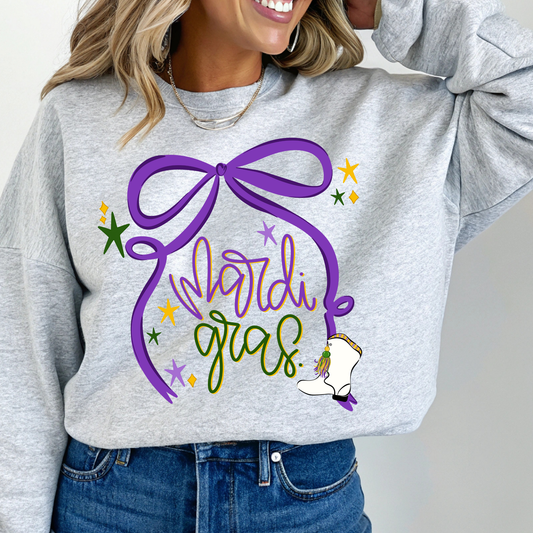 MARDI GRAS BOW WITH BOOTIE GILDAN BRAND (YOUTH & ADULT)