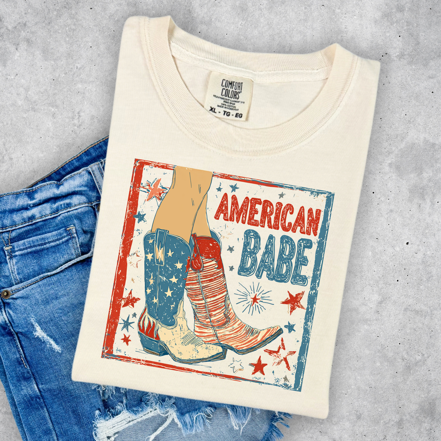 AMERICAN BABE COMFORT COLORS TEE AND BOXT TEE