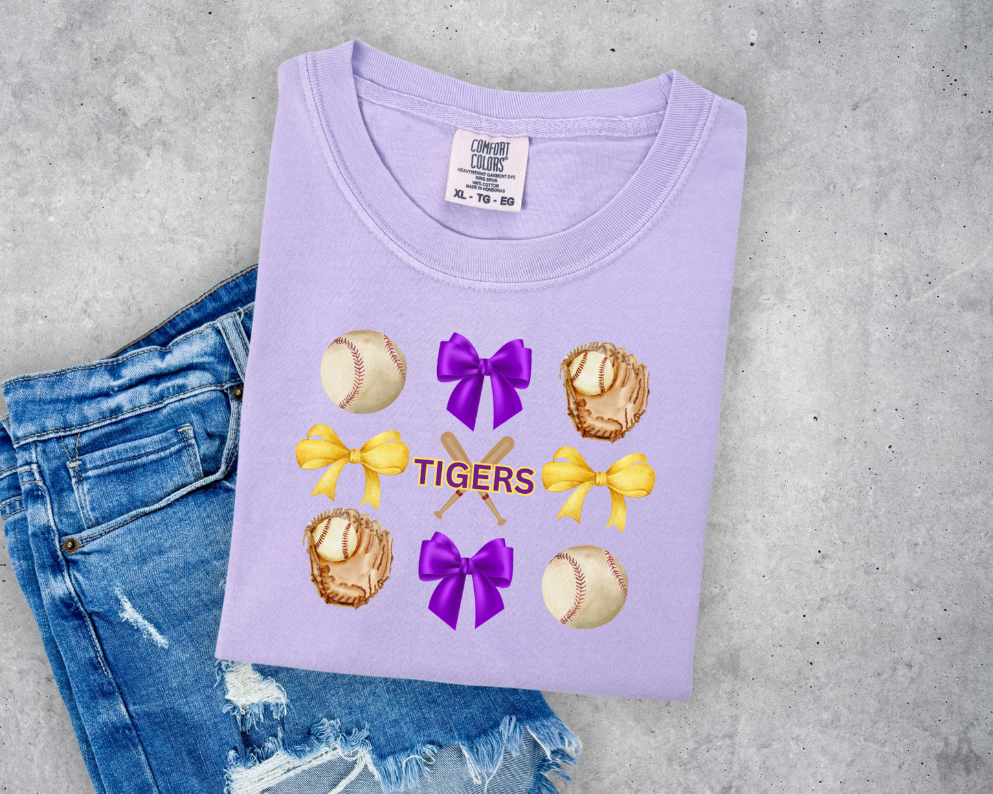CUTE TIGERS BASEBALL COMFORT COLORS TEE