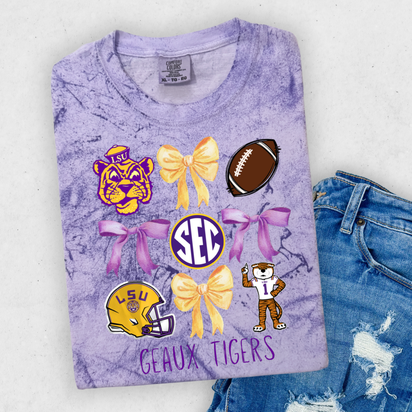 GEAUX TIGERS COQUETTE BOW TEE