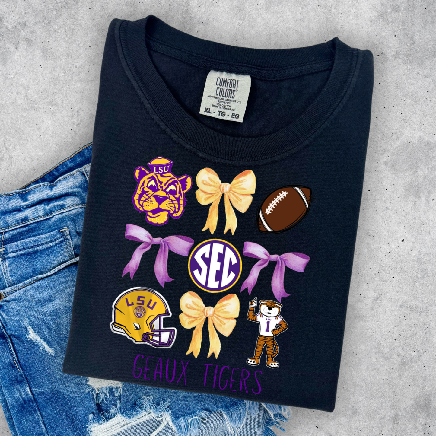 GEAUX TIGERS COQUETTE BOW TEE