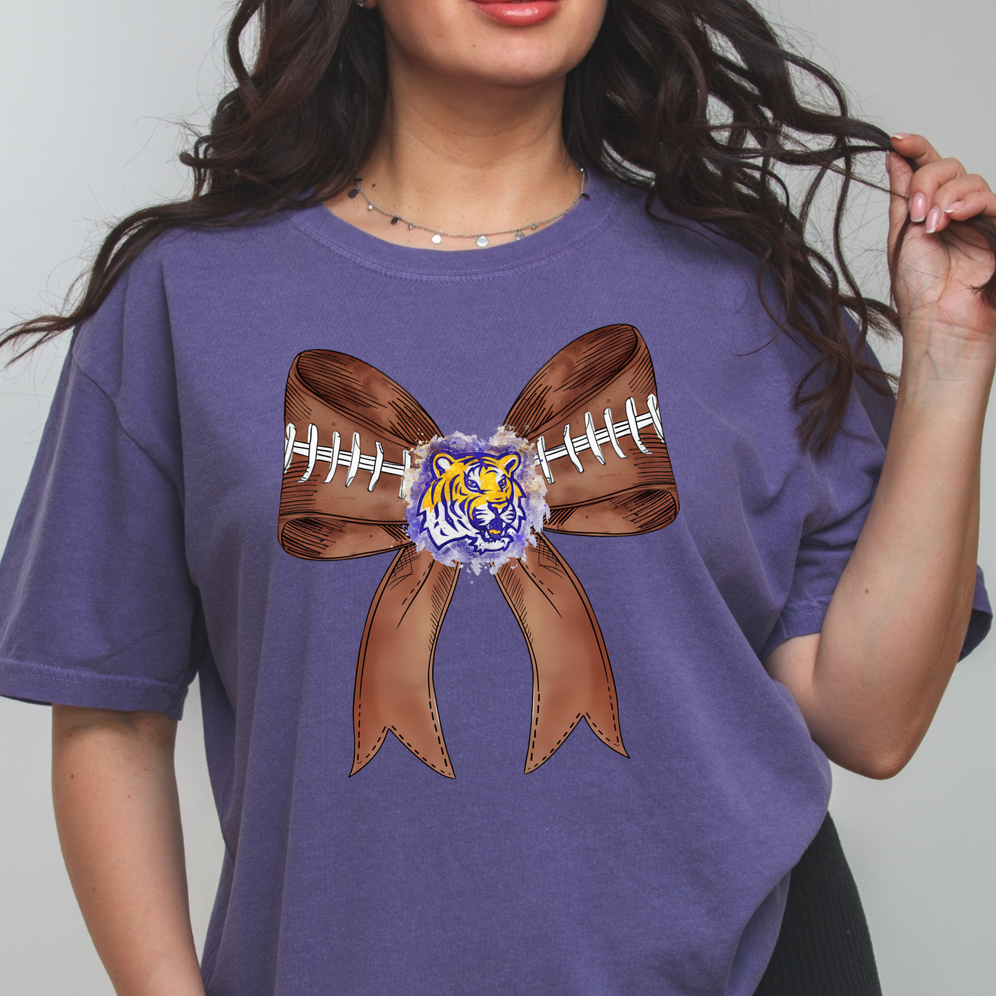 TIGERS FOOTBALL BOW TEE