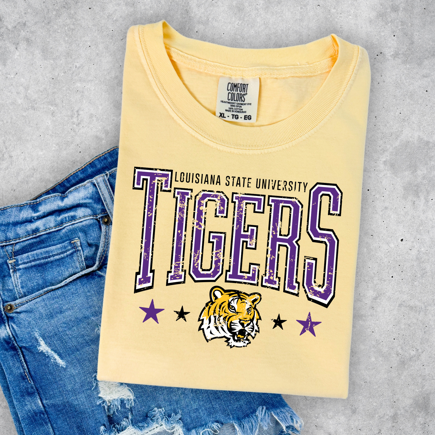 TIGERS DISSTRESSED COMFORT COLORS TEES