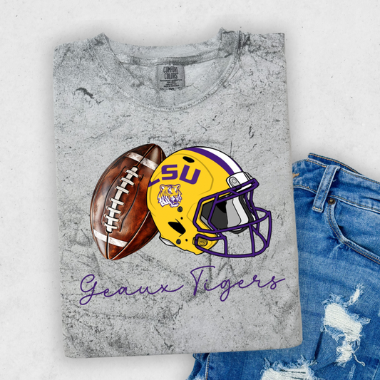GEAUX TIGERS CURISVE FOOTBALL TEE