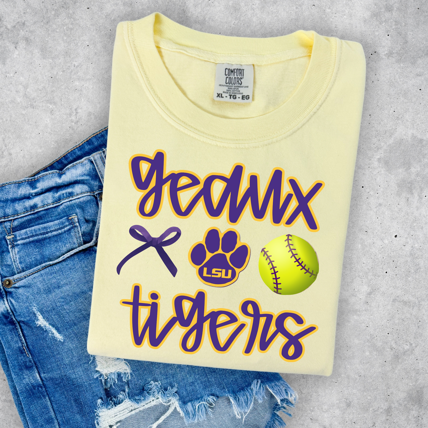 GEAUX TIGERS SOFTBALL COMFORT COLORS TEE