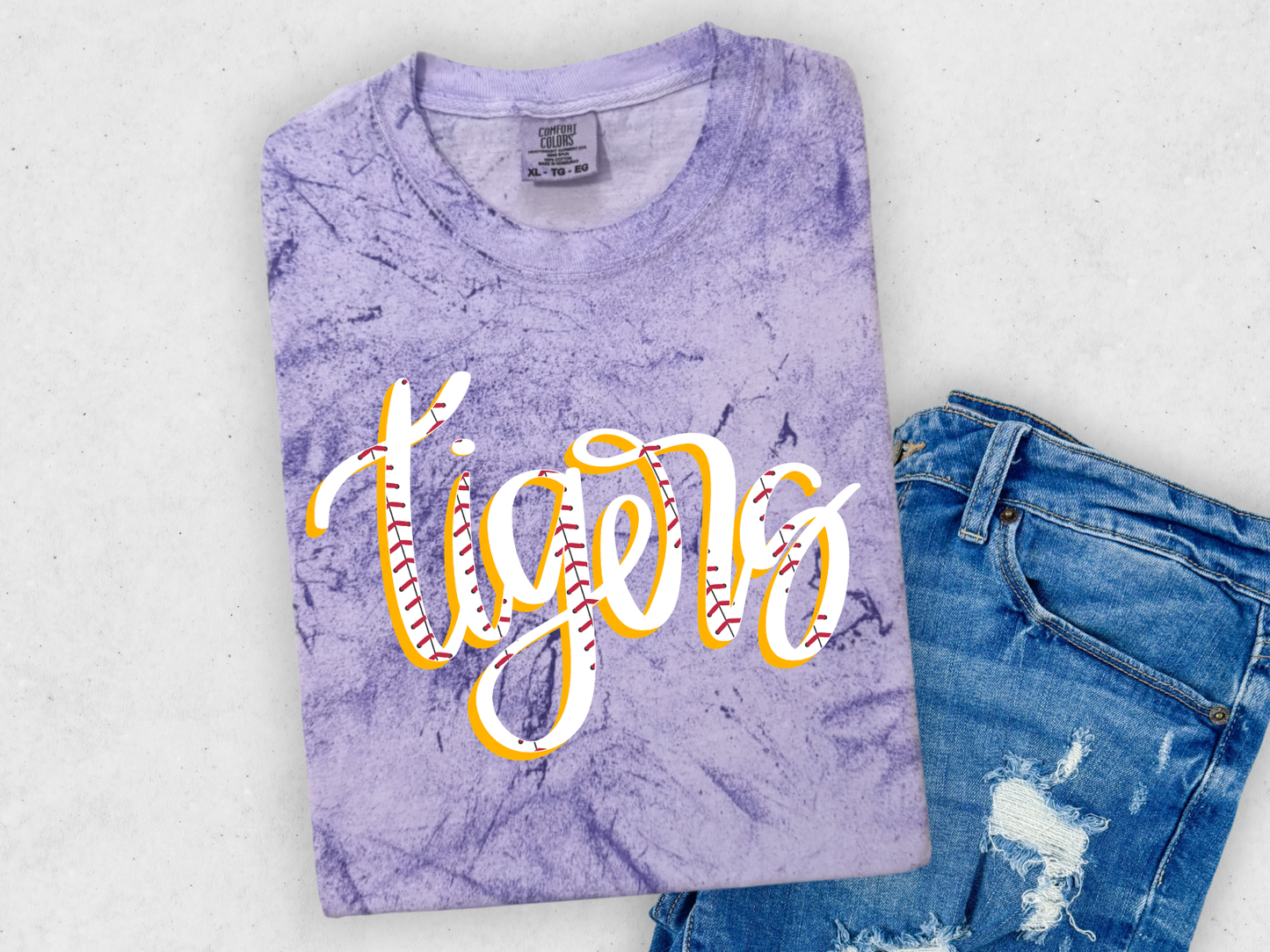 CURSIVE TIGERS BASEBALL COMFORT COLORS