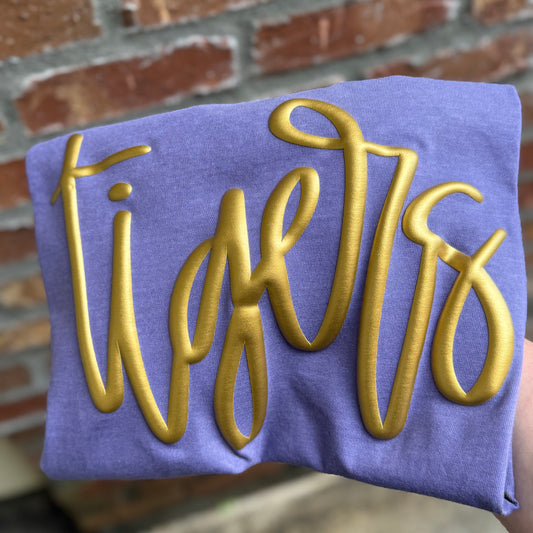 ANTIQUE GOLD TIGERS PUFF TEE