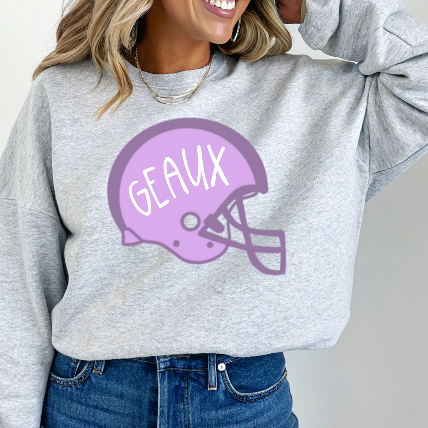 GEAUX HELMET TEE AND SWEATSHIRT