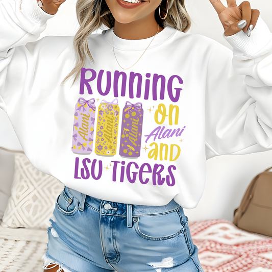 RUNNING ON ALANI AND TIGERS TEE AND SWEATSHIRT