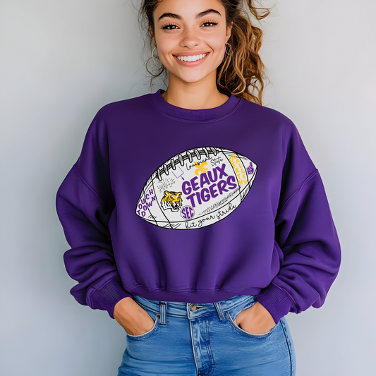 GEAUX TIGERS FOOTBALL TEE AND SWEATSHIRT