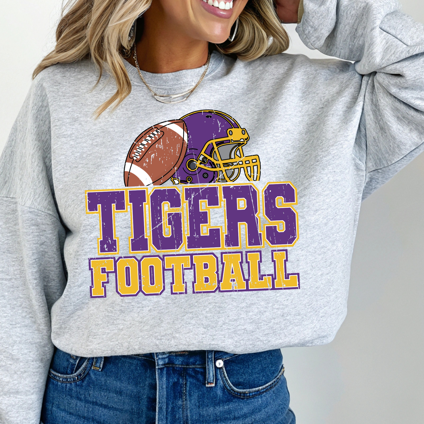 TIGER'S FOOTBALL TEE AND SWEATSHIRT