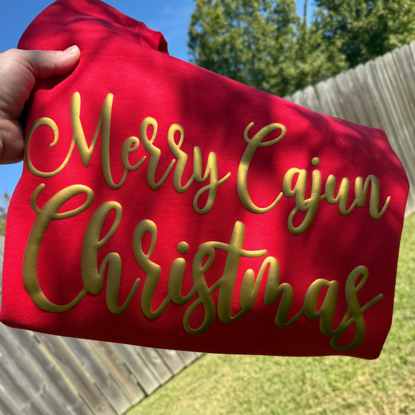 ANTIQUE GOLD *MERRY CAJUN CHRISTMAS* PUFF SWEATSHIRT
