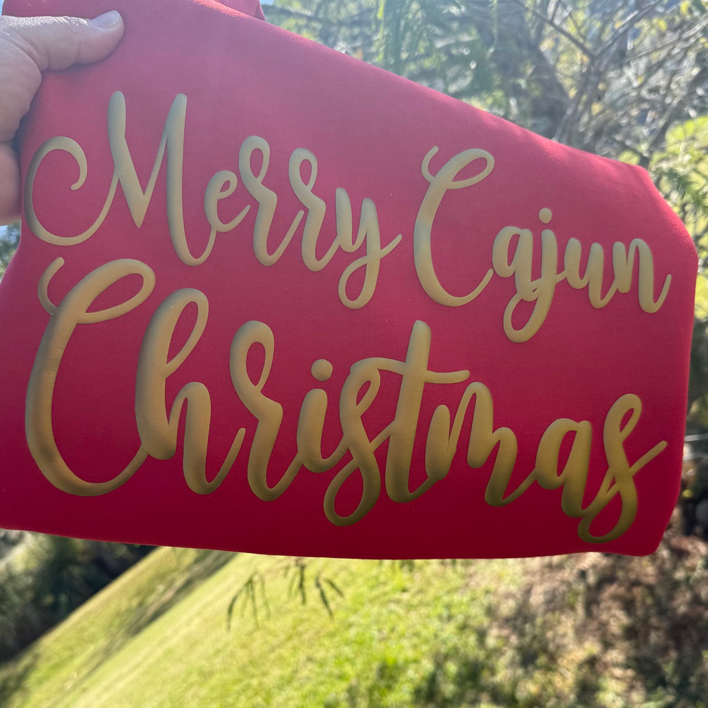 ANTIQUE GOLD *MERRY CAJUN CHRISTMAS* PUFF SWEATSHIRT