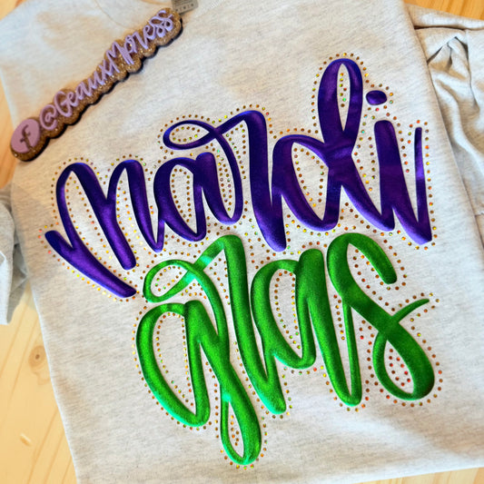 MARDI GRAS SPARKLY PUFF & SPANGLE TEES & SWEATSHIRTS (ADULT & YOUTH)