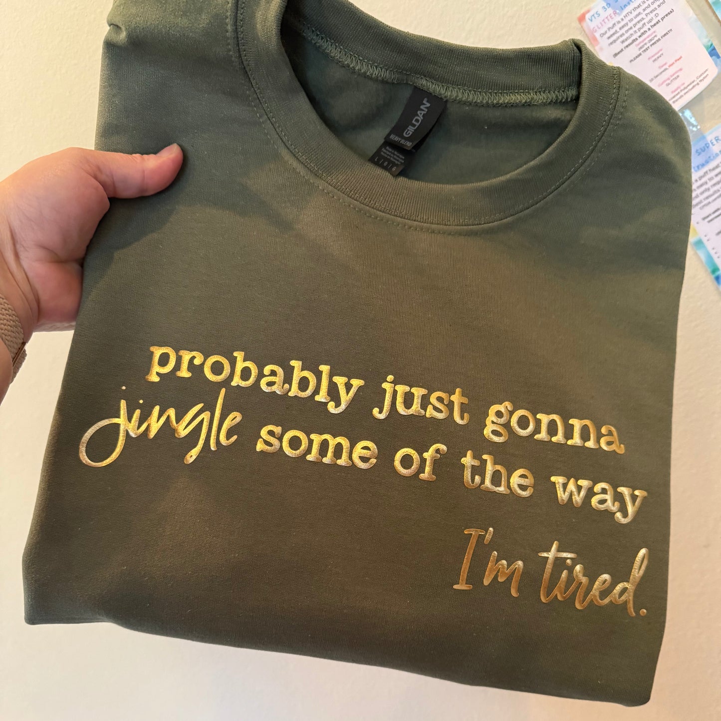“I’m Tired” Puff Christmas Humor sweatshirt
