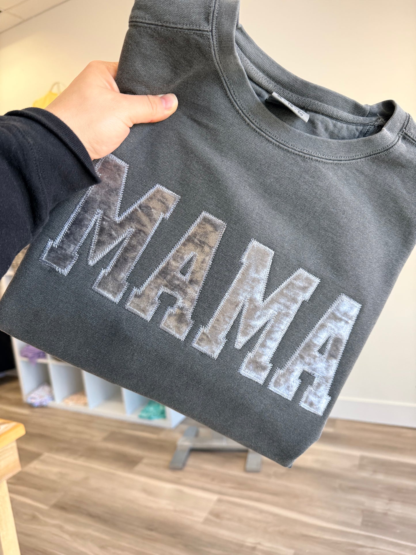 XL MAMA SWEATSHIRT (one of a kind with upcycled fabric) Can not be duplicated