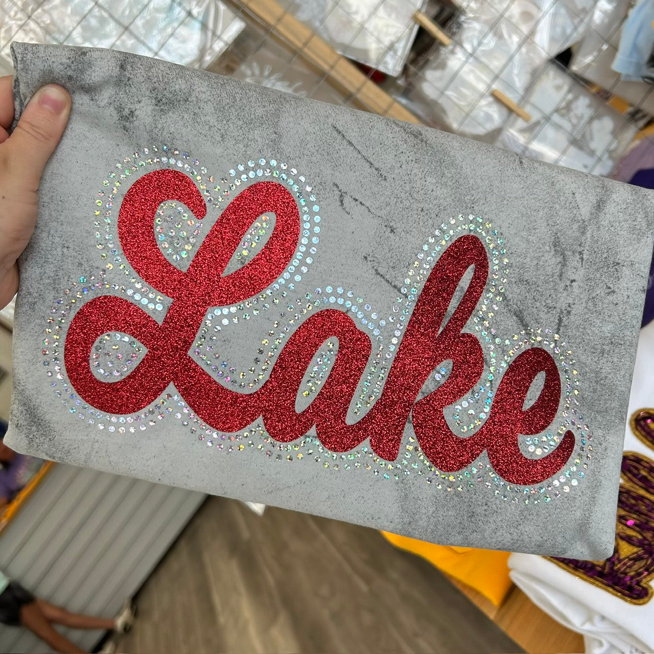 LAKE GLITTER AND SPANGLES COMFORT COLORS BLAST GREY