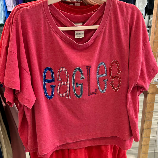 PARKVIEW EAGLES MULTI MEDIA APPLIQUE CHICKA-D CROPPED TEE