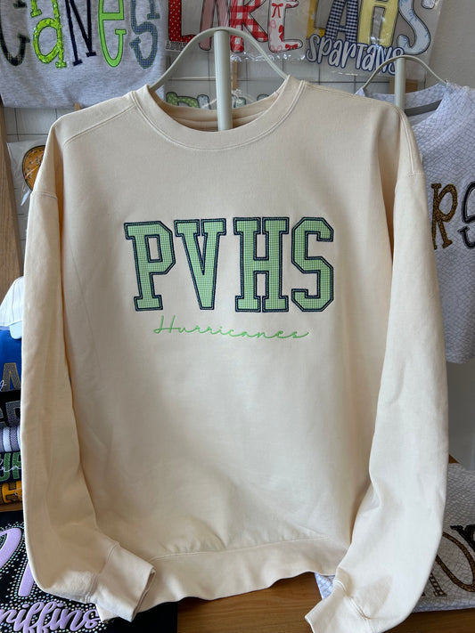 PVHS GINGHAM FABRIC APPLIQUE SWEATSHIRT