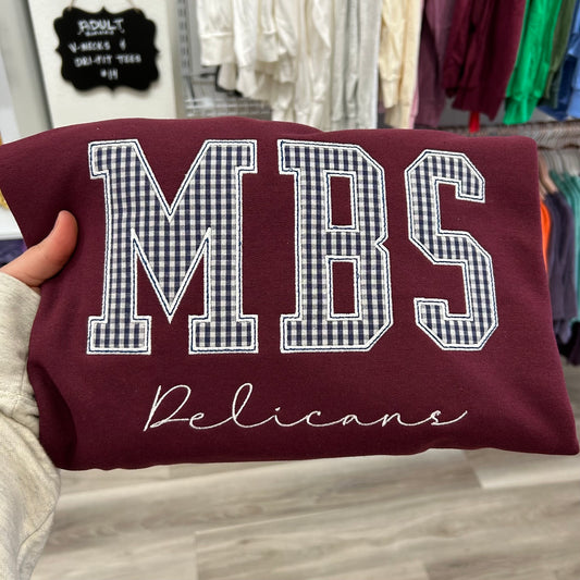 MBS GINGHAM FABRIC APPLIQUE SWEATSHIRT