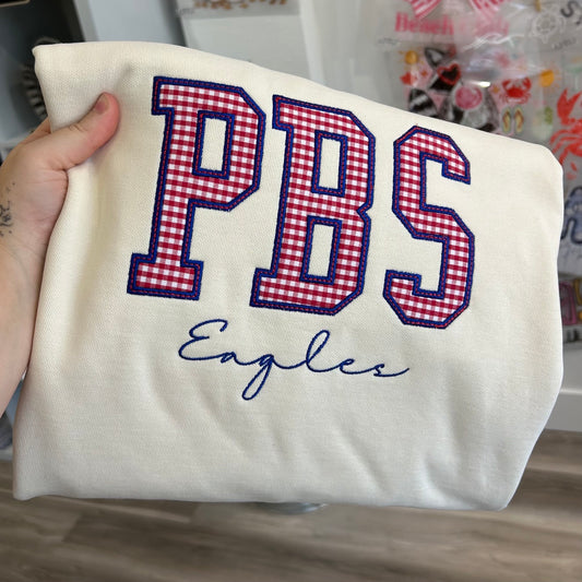 PARKVIEW BAPTIST GINGHAM FABRIC APPLIQUE SWEATSHIRT