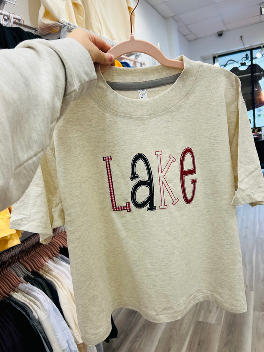 LAKE MULTI MEDIA APPLIQUE EMBROIDERED TEE
