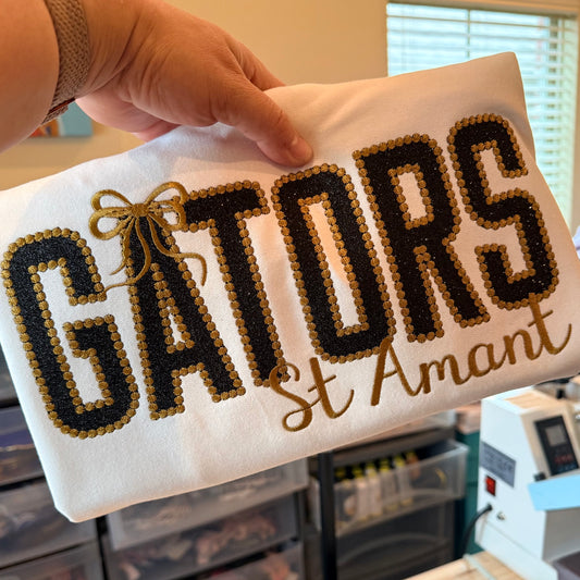 BLACK GLITTER APPLIQUE GATORS