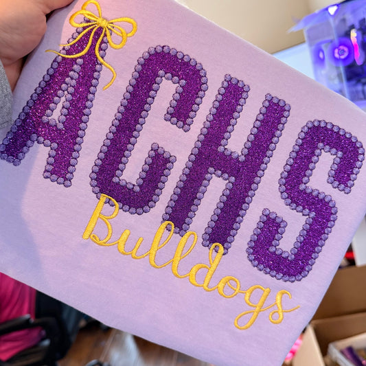 ACHS BULLDOGS GLITTER APPLIQUE