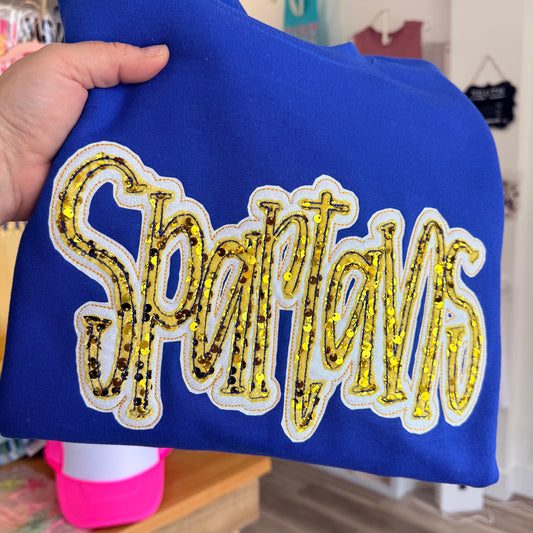 SPARTANS GLITTER AND SEQUIN APPLIQUE