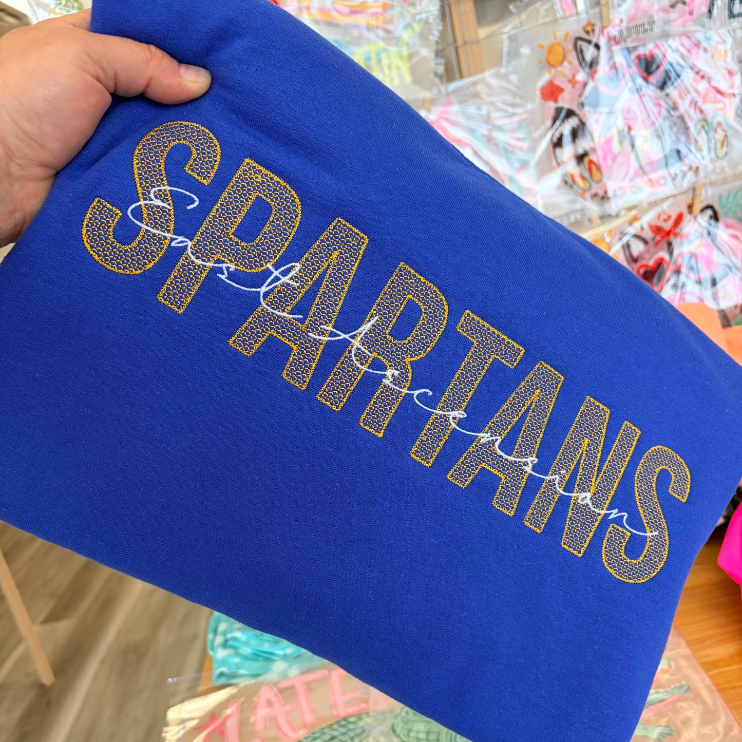 SPARTANS YELLOW  DIAMOND STITCH EMBROIDERY