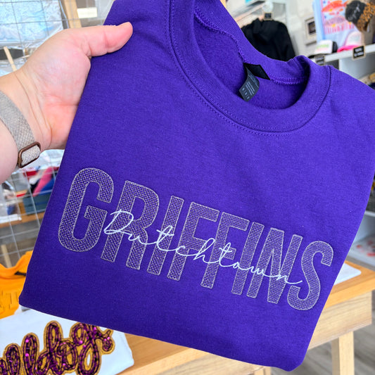 GRIFFINS DIAMOND STITCH-GREY AND WHITE ON PURPLE