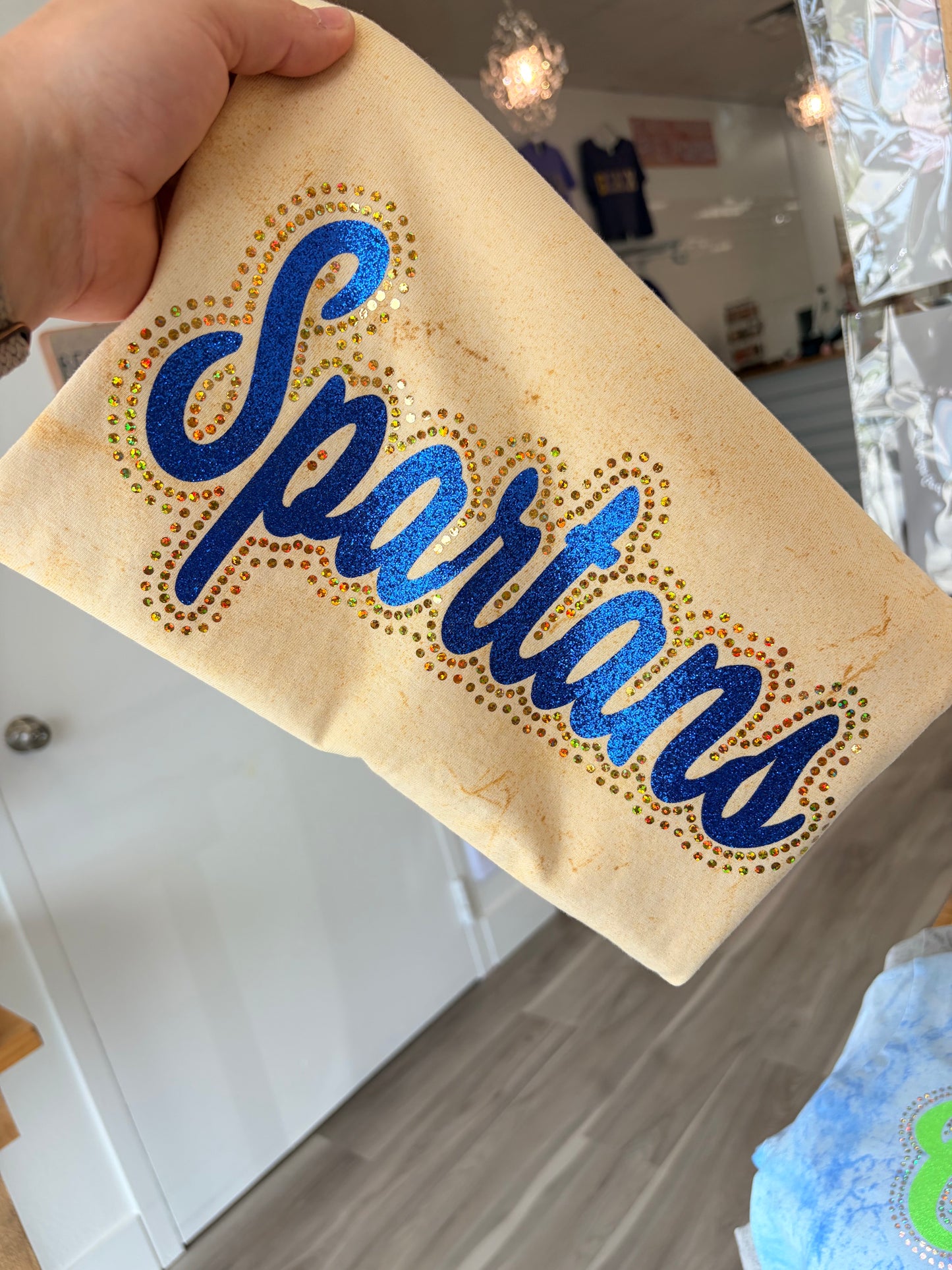 SPARTANS GLITTER SPANGLES COMFORT COLORS BLAST YELLOW