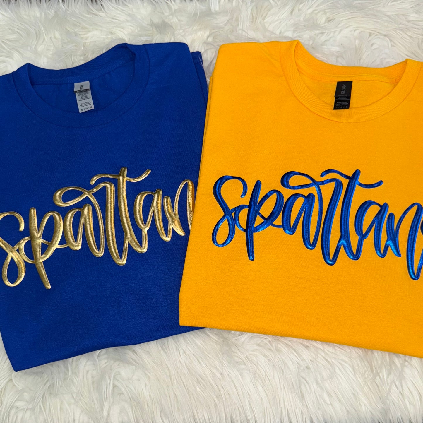 SPARTANS METALLIC PUFF TEES & SWEATSHIRTS