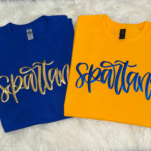 SPARTANS METALLIC PUFF TEES & SWEATSHIRTS