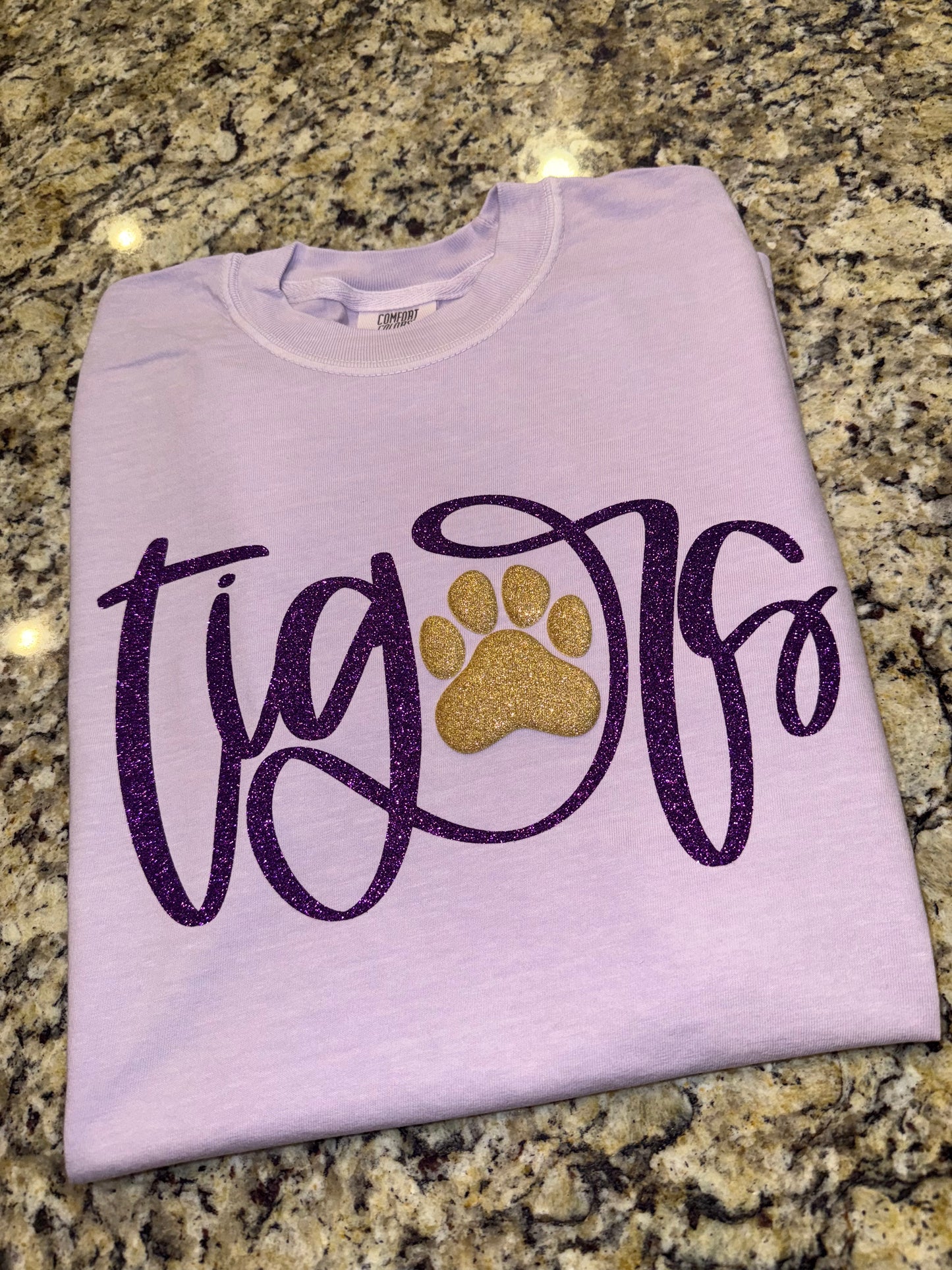 GLITTER GOLD PUFF PAW PRINT TIGERS TEE