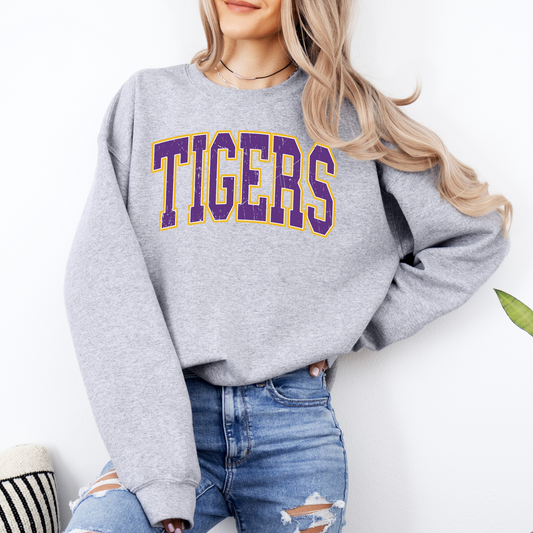 DISTRESSED TIGERS TEE & SWEATSHIRT